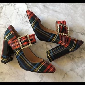 J Crew Tartan Plaid Mary Jane heels